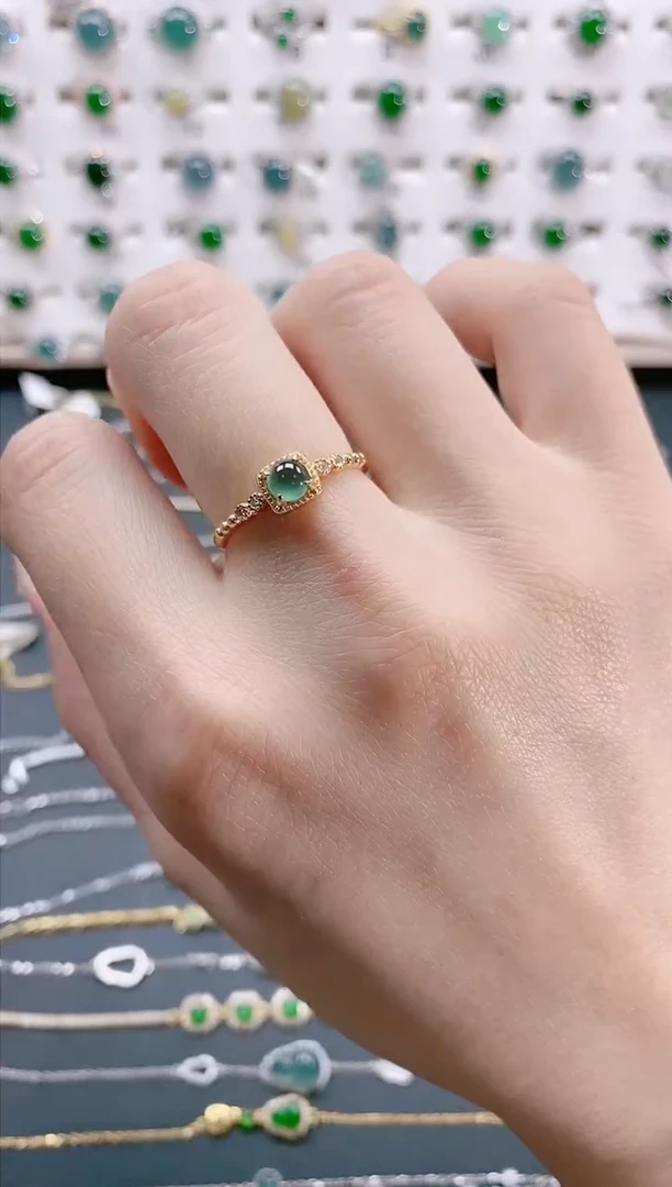 【闪购商品】翡翠戒指银S925镶嵌天然翡翠