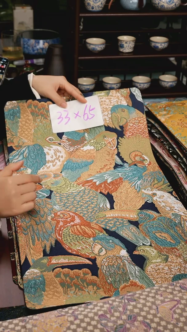 【鹦鹉咖单面】中国风干泡织锦茶席33*65