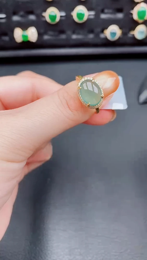 【闪购商品】翡翠戒指银S925镶嵌天然a货翡翠117