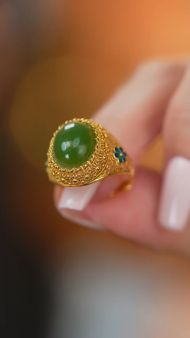 和田玉戒指银S925镶嵌新款