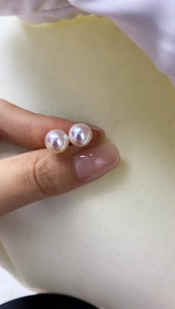 18K金镶嵌DA海水珍珠 akoya素钉8.5-9MM GD125