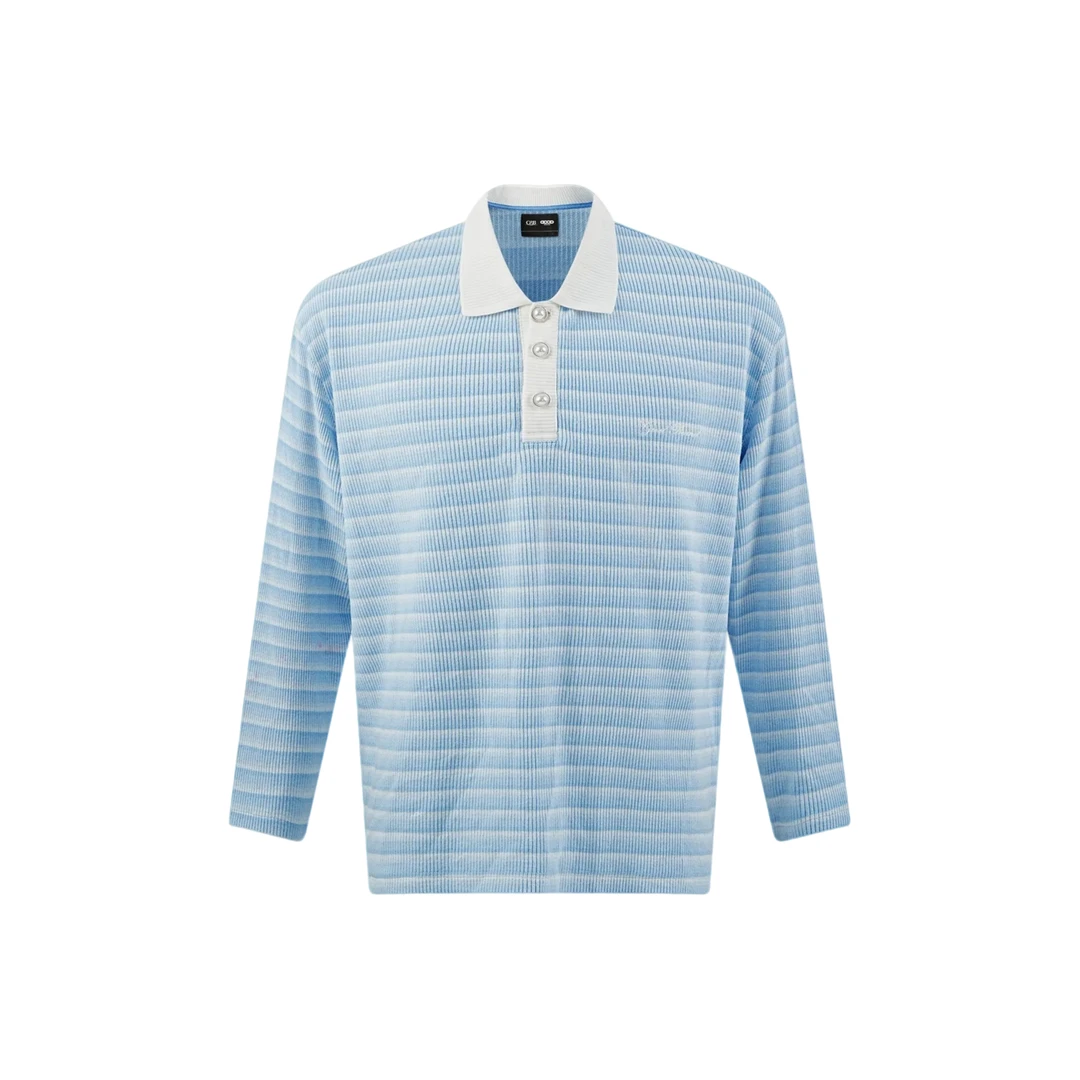 【DoubleCheck】GOODBRAND 25FW 蓝色条纹花体刺绣珍珠扣