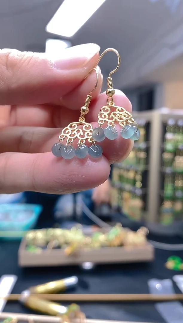 【闪购商品】翡翠耳饰合金53翡翠耳钩