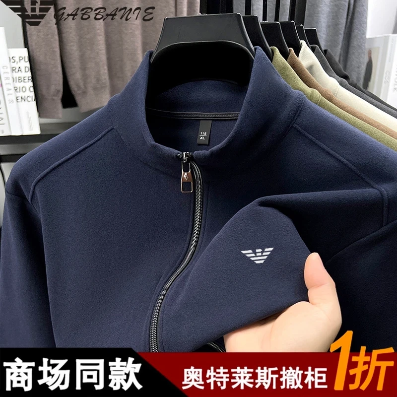 专柜正品秋季男士户外休闲抓绒卫衣开衫立领宽松双面德绒外套百搭