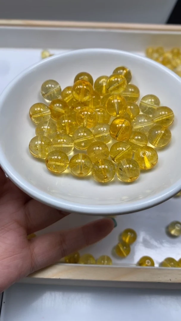 未镶嵌珠宝半成品水晶E505 黄水晶10mm10个9.9元