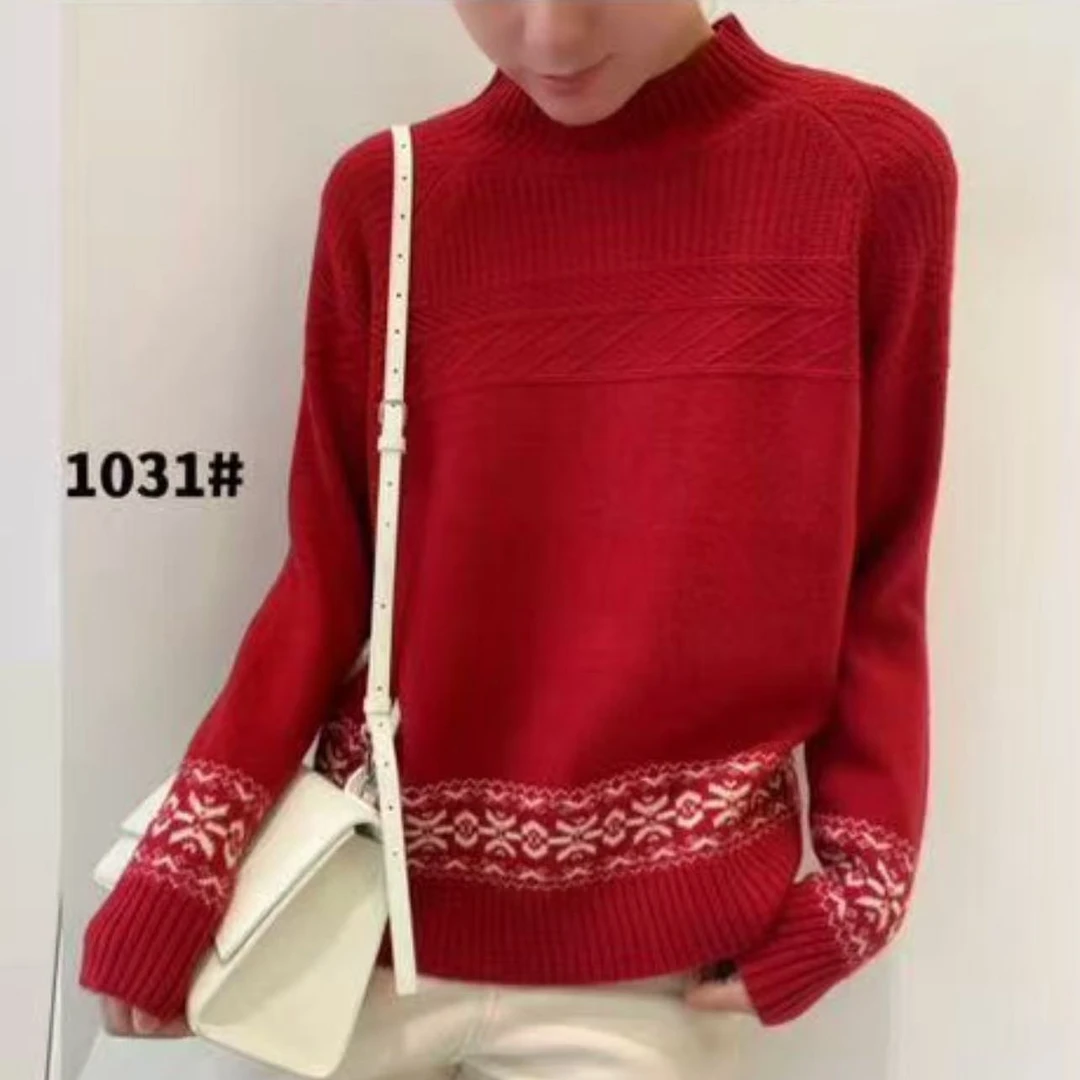 755#秋冬长袖针织衫半高领套头88