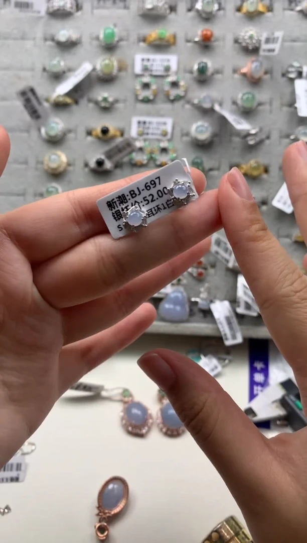 银S925镶嵌戒指翡翠耳饰2
