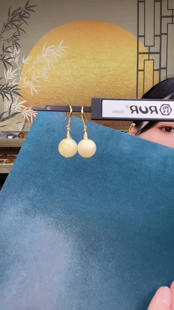裸石琥珀未镶嵌A2014耳钩
