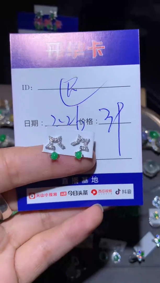 【闪购商品】翡翠耳饰银S925镶嵌定向 迟矣