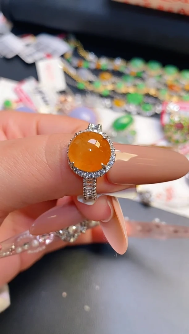 银S925镶嵌戒指翡翠天然