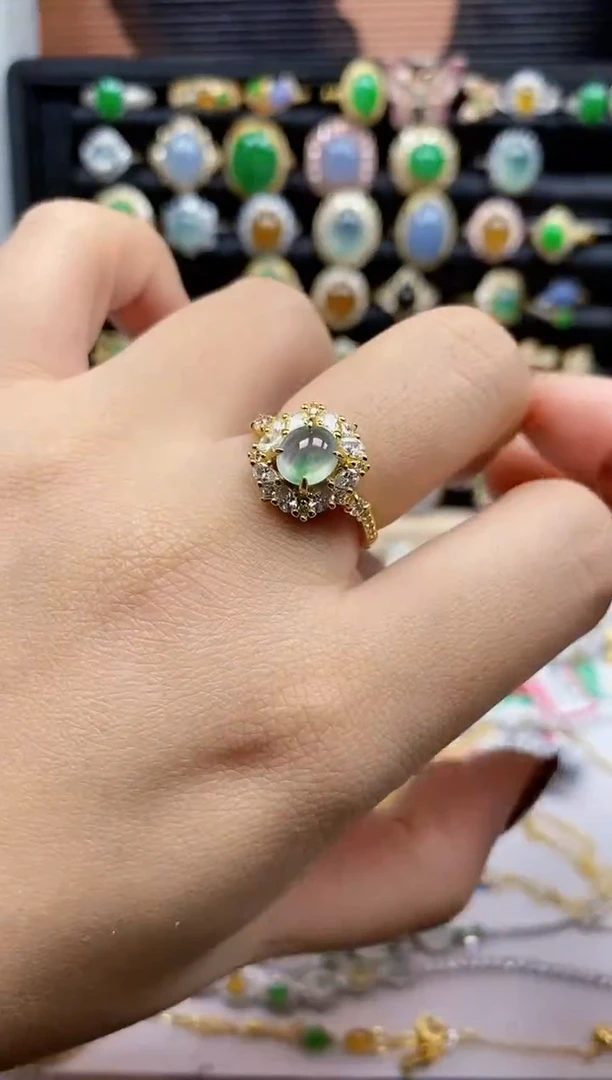 银S925镶嵌戒指翡翠9806