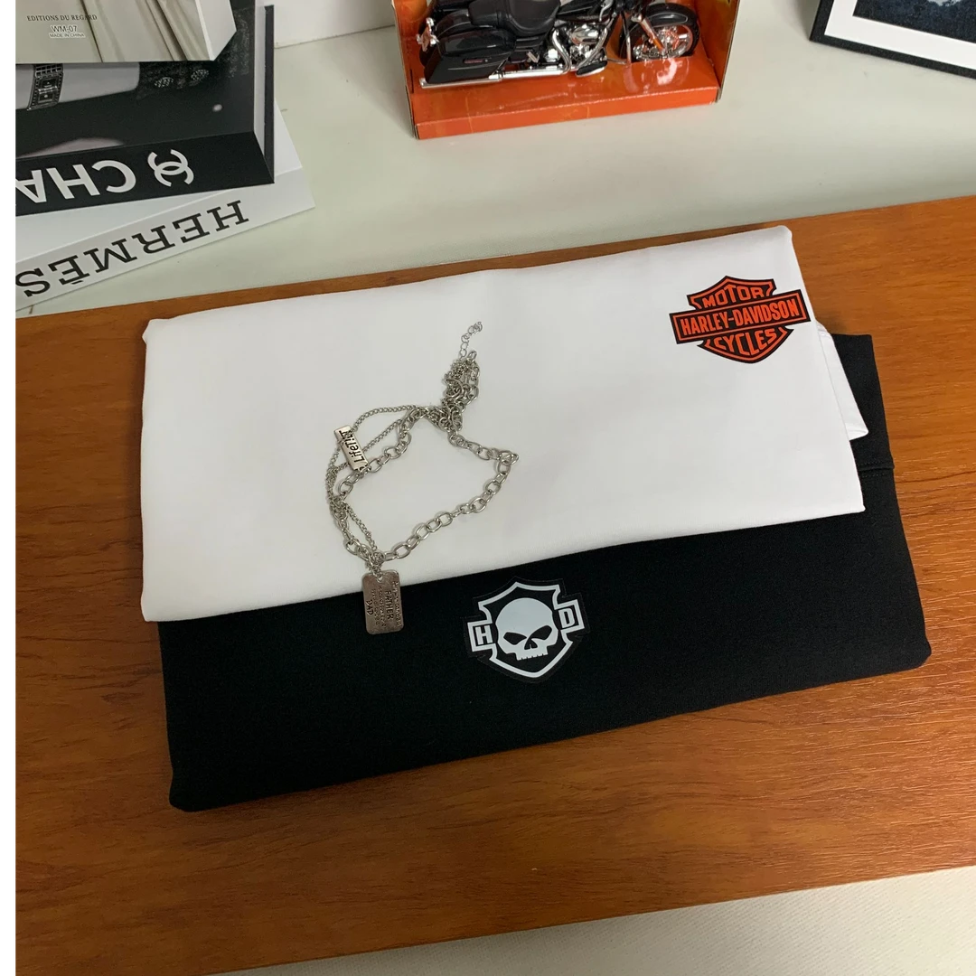 直播间福利 原单外贸哈雷系列OVERSIZE男装重磅T恤，印花时尚动感