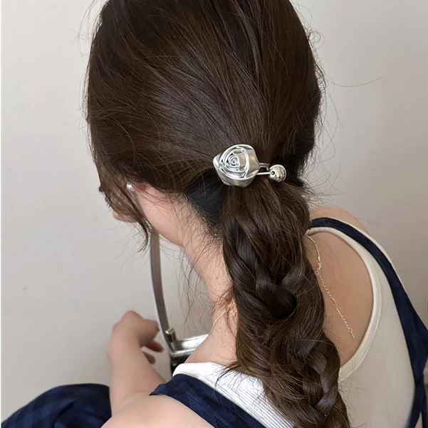玫瑰花朵高级感橡皮筋发绳女扎头发耐用扎马尾发圈头绳发饰百搭