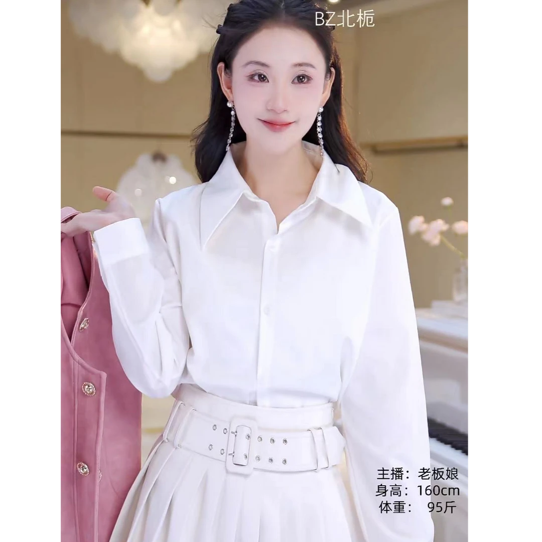 【北栀】纯色翻领单衬衫812202