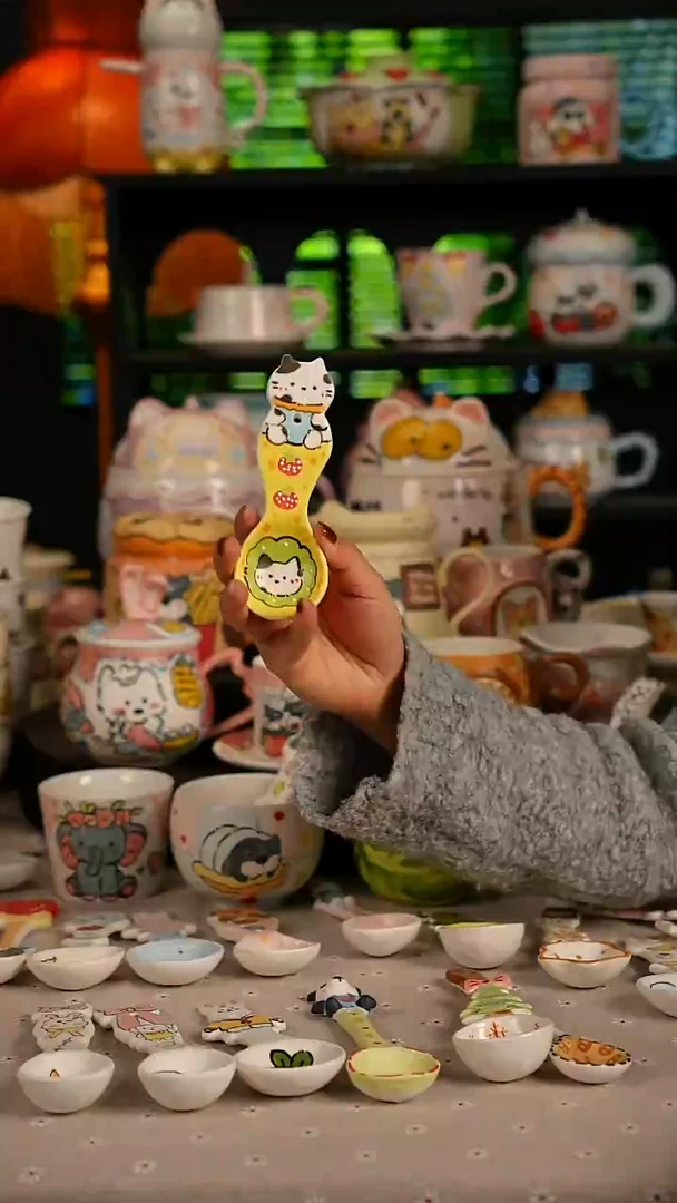 陶瓷无盖款景德镇高温釉下彩纯手绘创意瓷