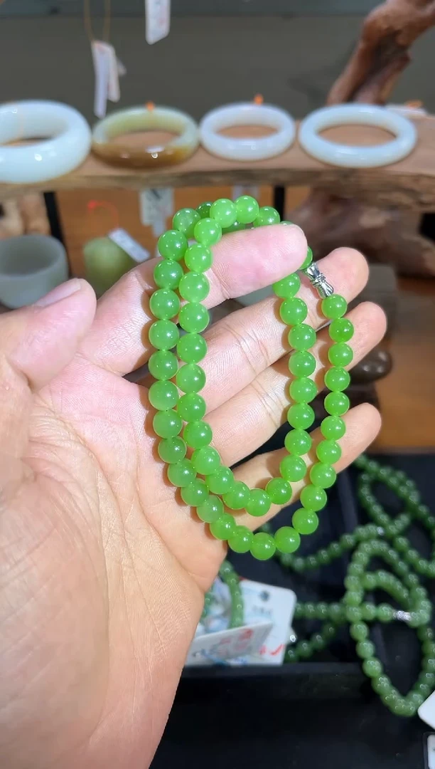 和田玉未镶嵌项链卡8乌兰海苹果绿女神链