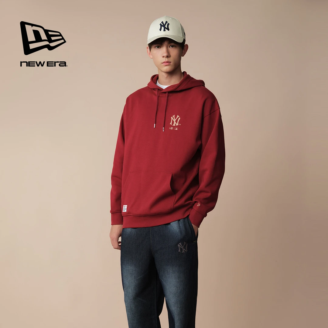 New Era x MLB纽亦华2025秋季连帽卫衣运动棒球印花美式潮服男女