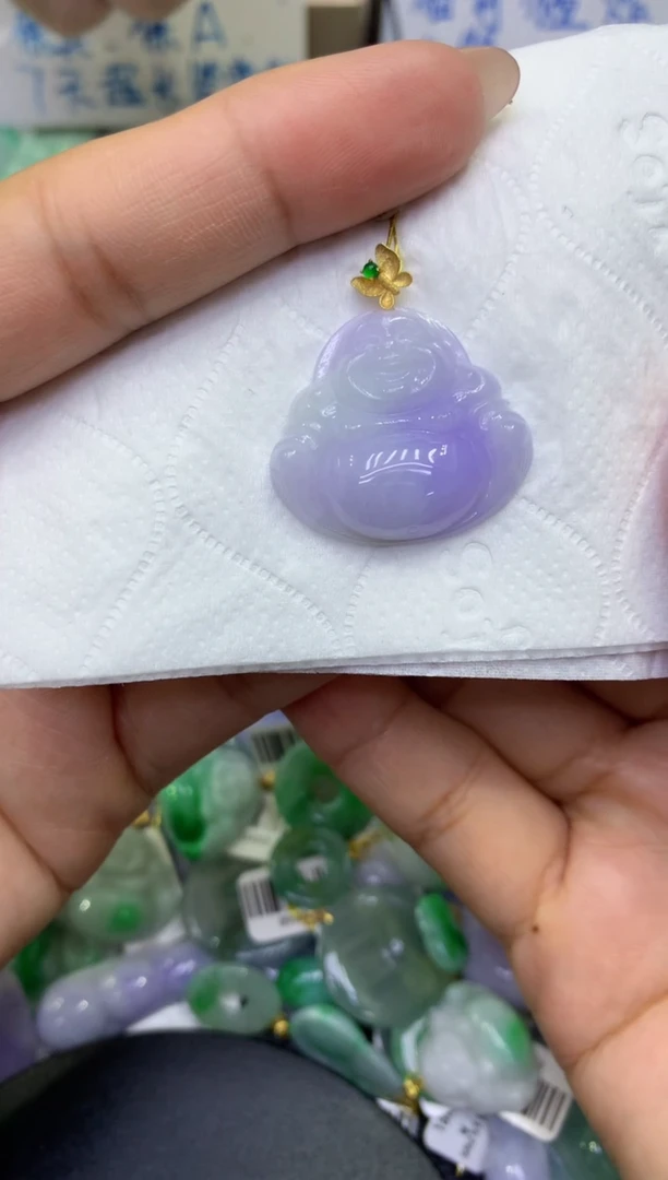 颈饰18K金镶嵌翡翠天然缅甸A货翡翠