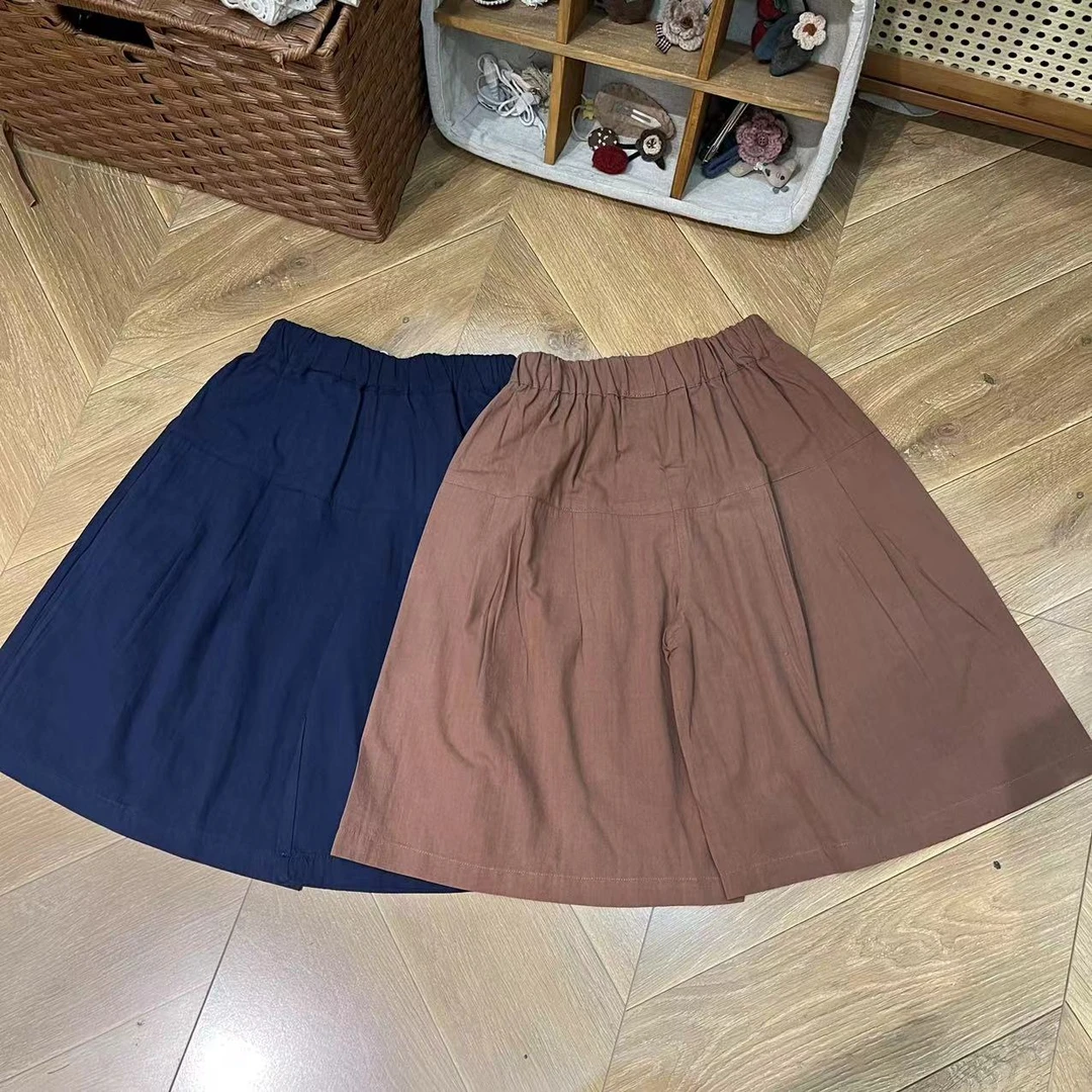 〖姐姐家〗2025夏款纯色大裤腿五分裤儿童休闲裤zx24656