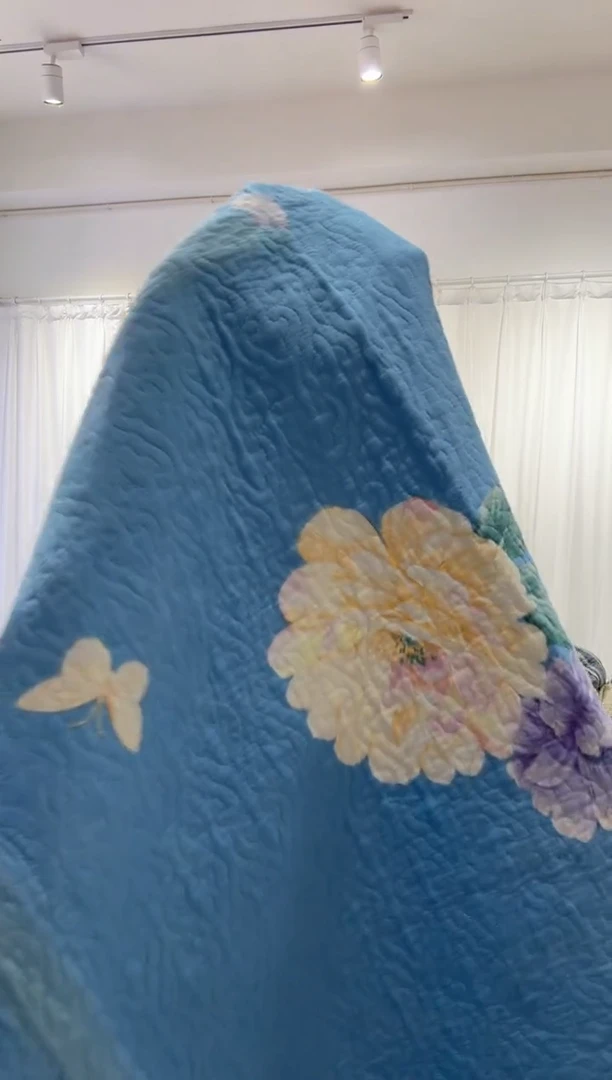棉200*230纯棉斜纹床盖94号折印微瑕