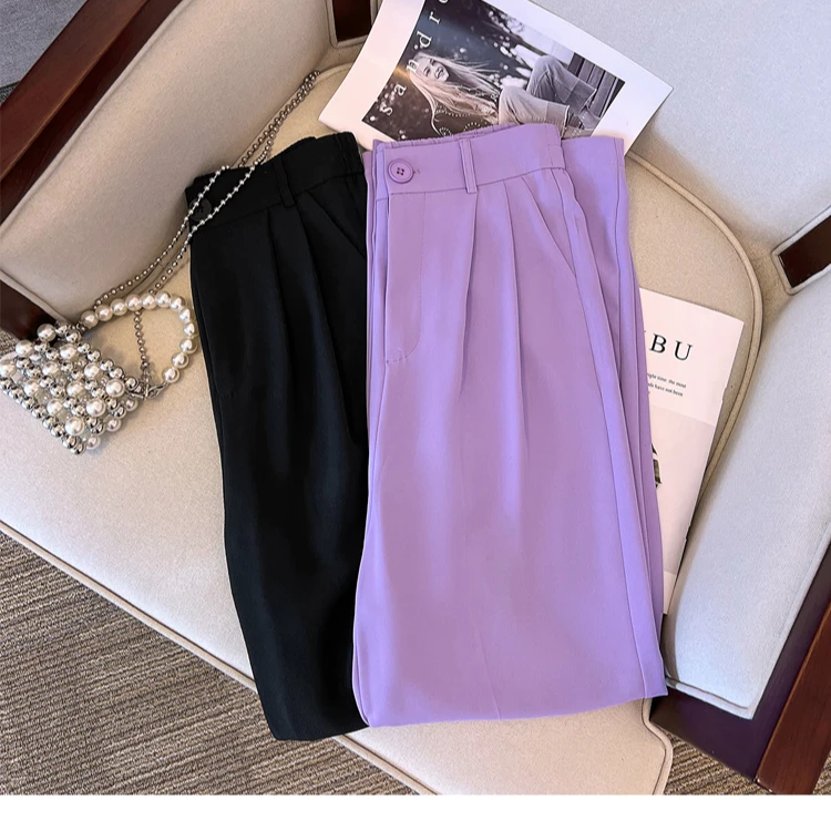 Q2025夏季新款胖mm大码女高腰显瘦西装裤14109裤子