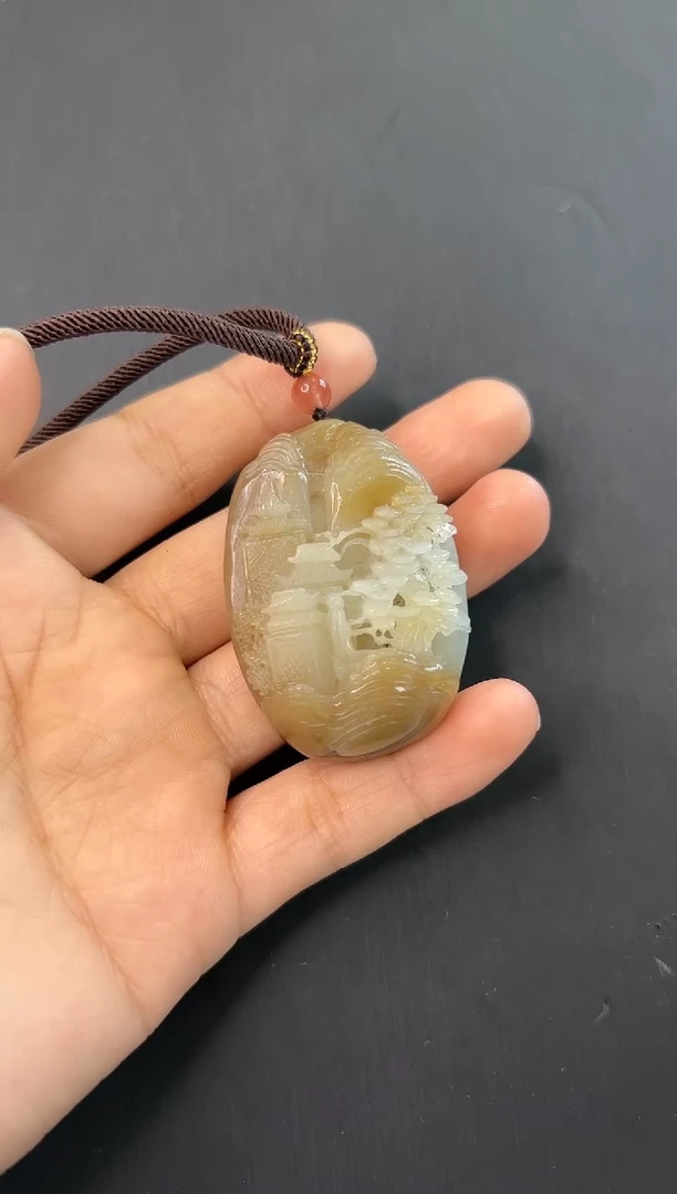 和田玉未镶嵌颈饰山水-580226