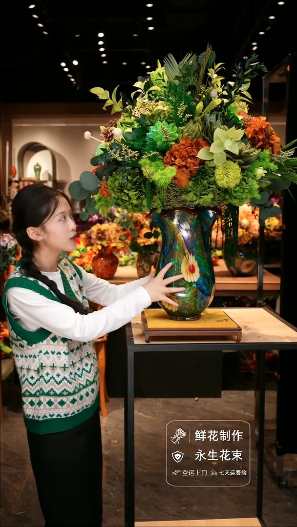 手工艺品琉璃手工花器花束空运包邮送货上门-以图片为准