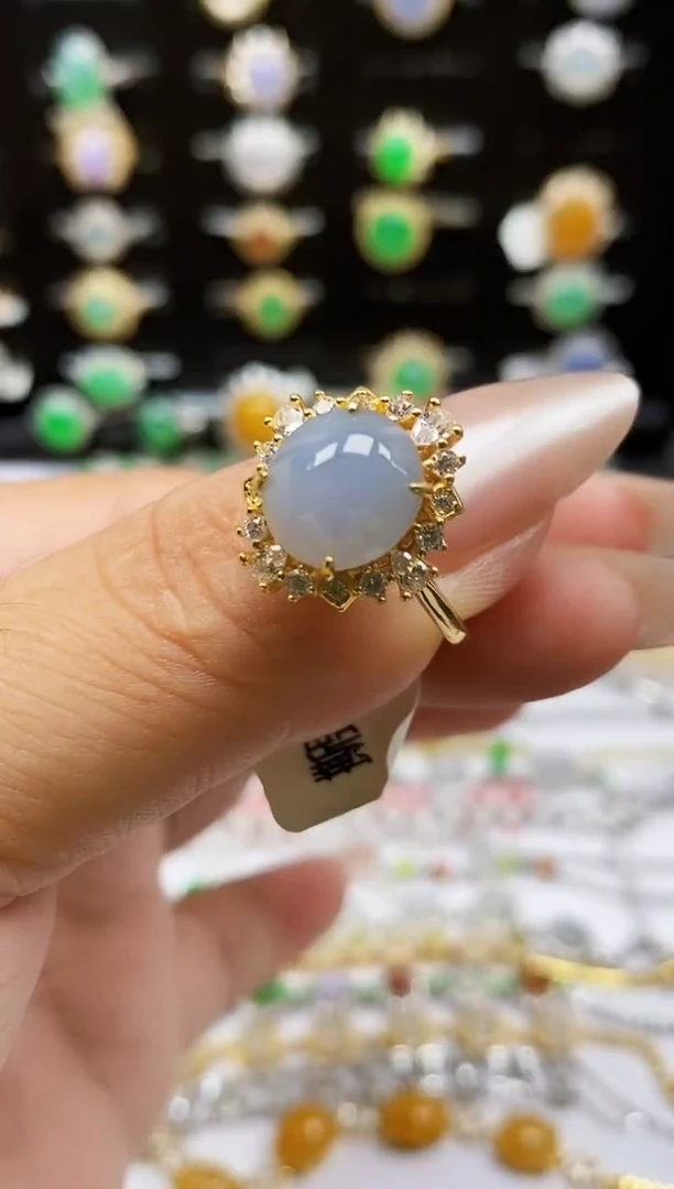 银S925镶嵌戒指翡翠0245