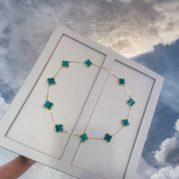 《佳佳专属》18K金孔雀石十花项链 多样性发一件 女士高级轻奢