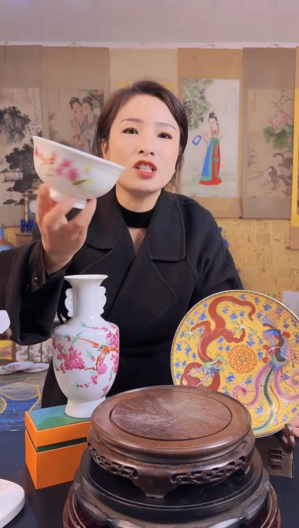摆件瓷景德镇高端水点梅花碗