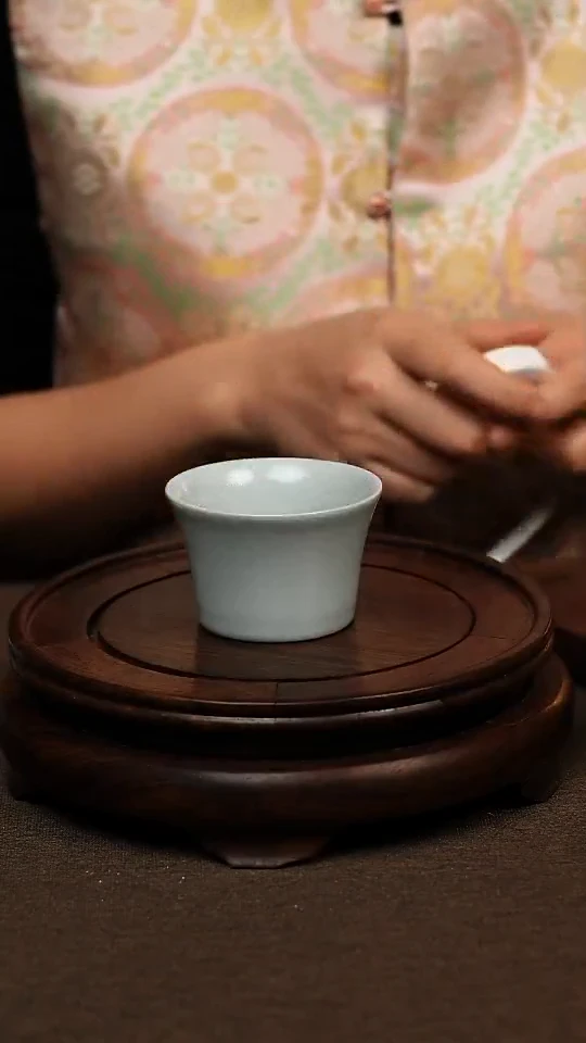 瓷片仿古釉全手马蹄杯80 ml 微瑕不带礼盒