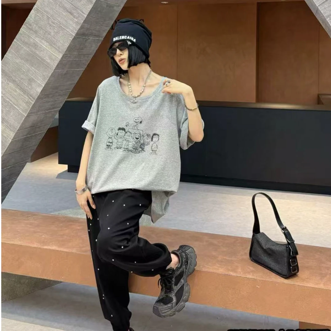 早秋新款宽松显瘦时尚百搭特体大码300斤可穿短袖打底T桖50816