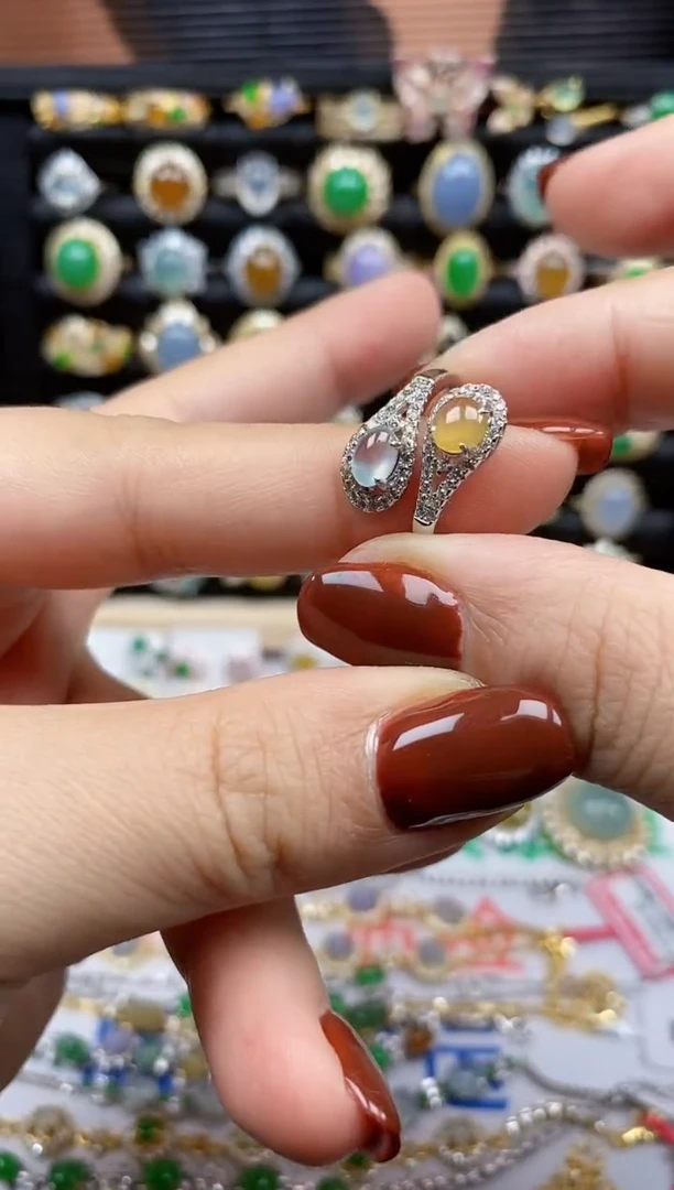 银S925镶嵌戒指翡翠8982