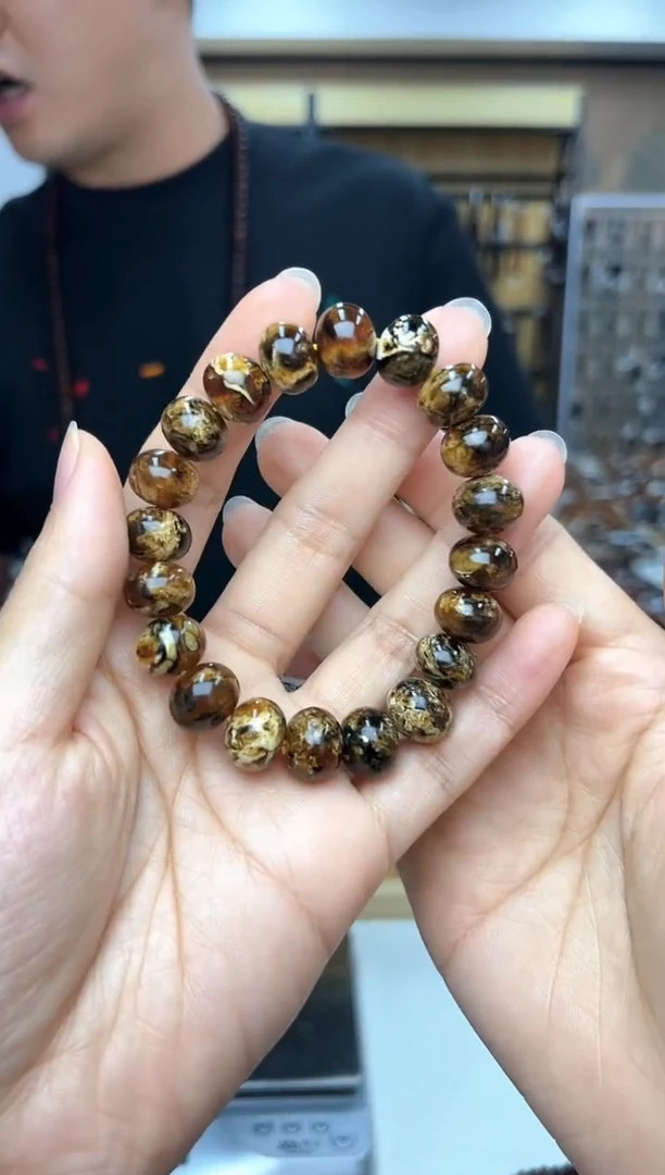 未镶嵌琥珀裸石抚顺琥珀花珀12+手串