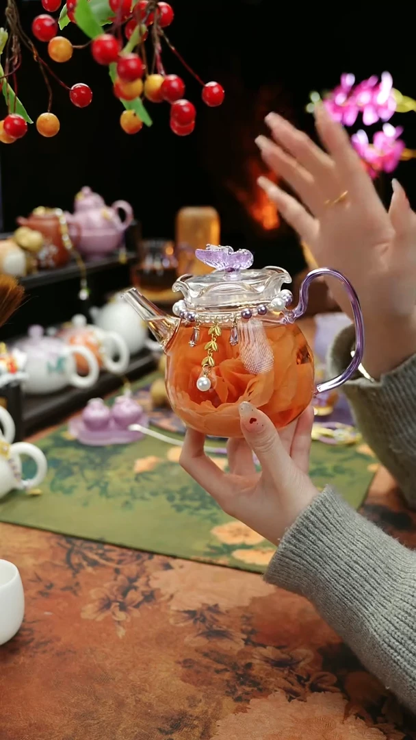 【闪购商品】紫色铃兰花茶壶+链子