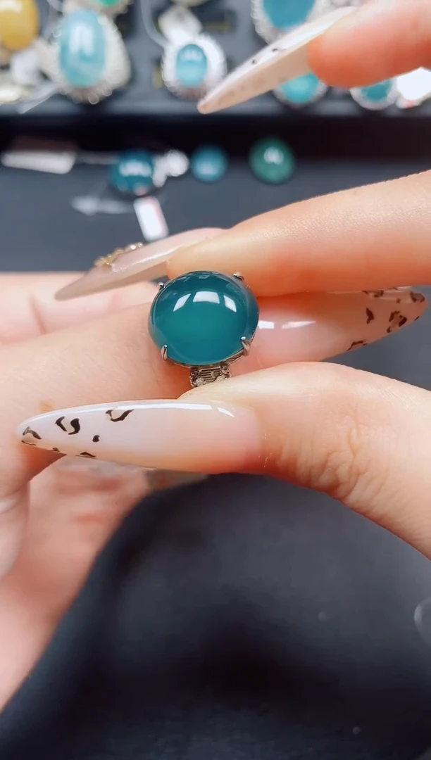 银S925镶嵌戒指翡翠翡翠