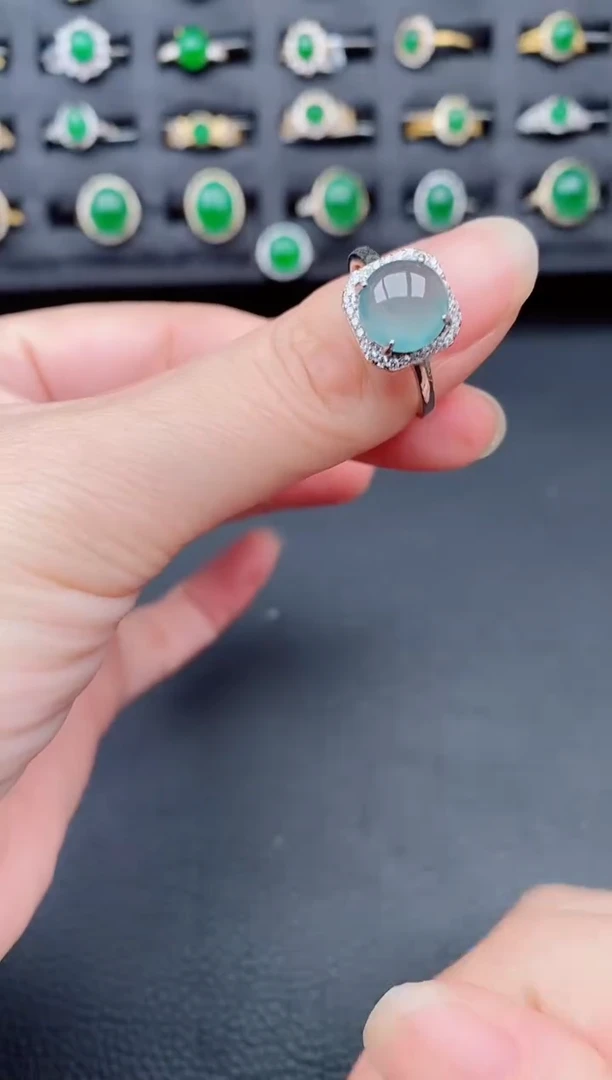 银S925镶嵌戒指翡翠天然a货翡翠18