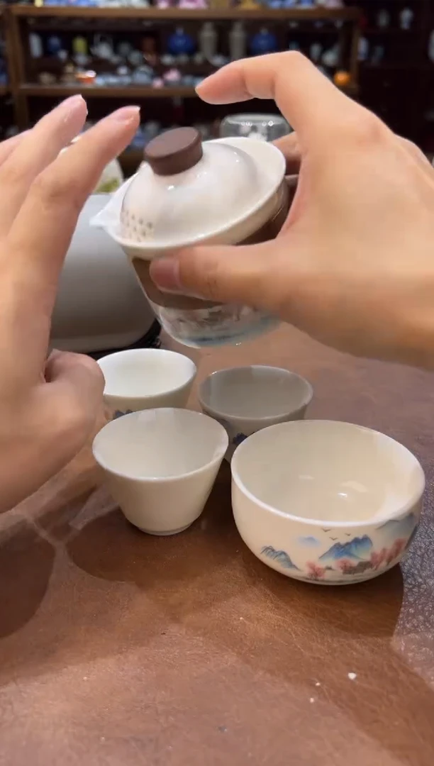真的很便宜超好看会开片的旅行茶具