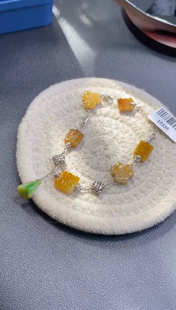 颈饰银S925镶嵌翡翠净货15335