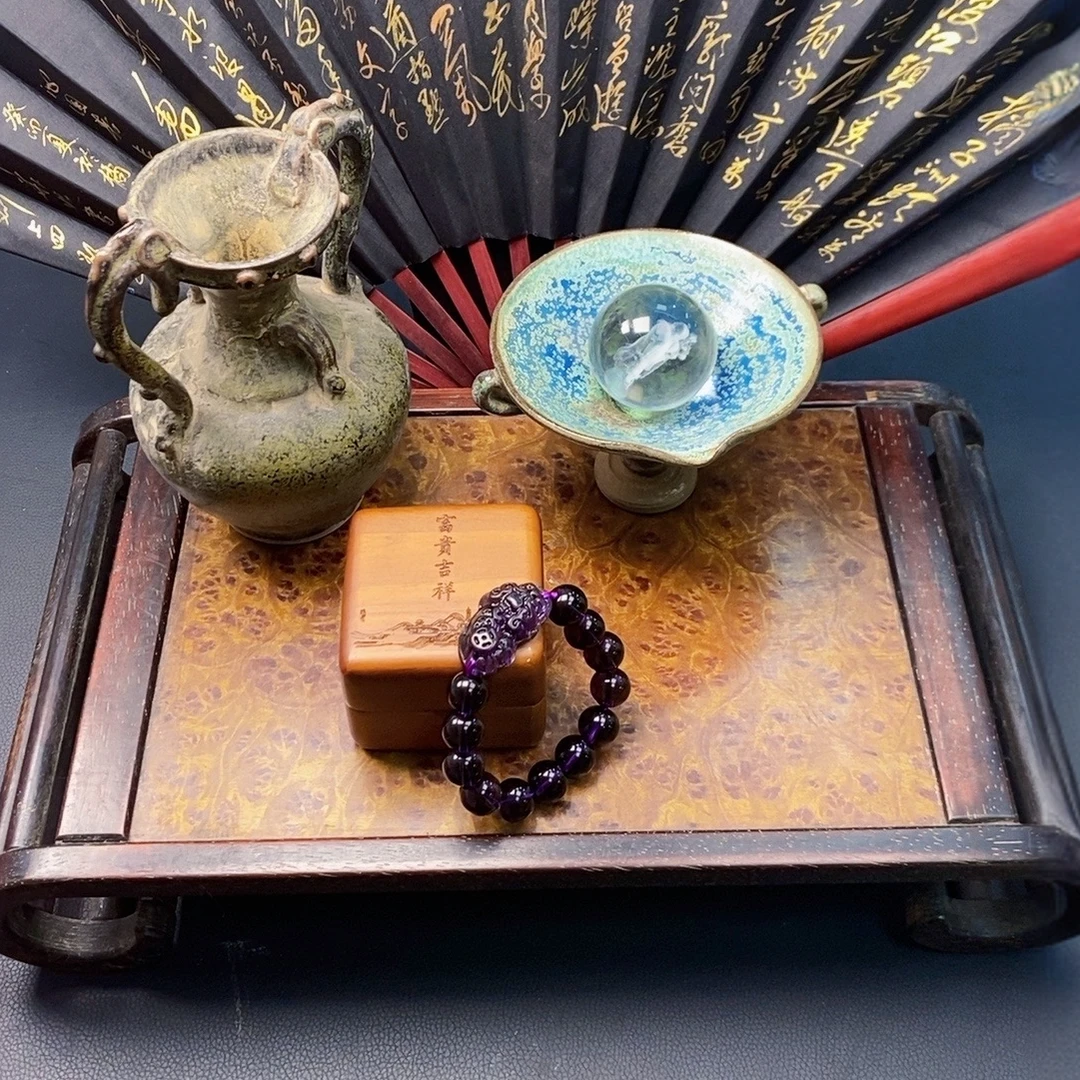 P033乌拉圭紫水晶貔貅手串大卡男士专享14mm+（多样性发其一）