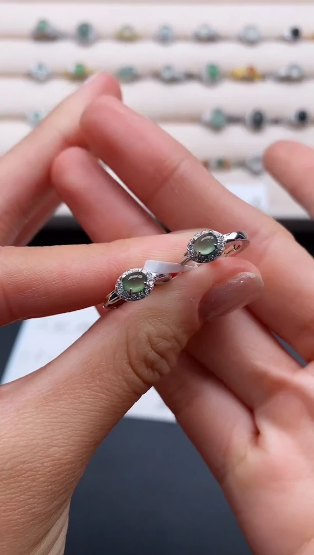 银S925镶嵌戒指翡翠4444444+10