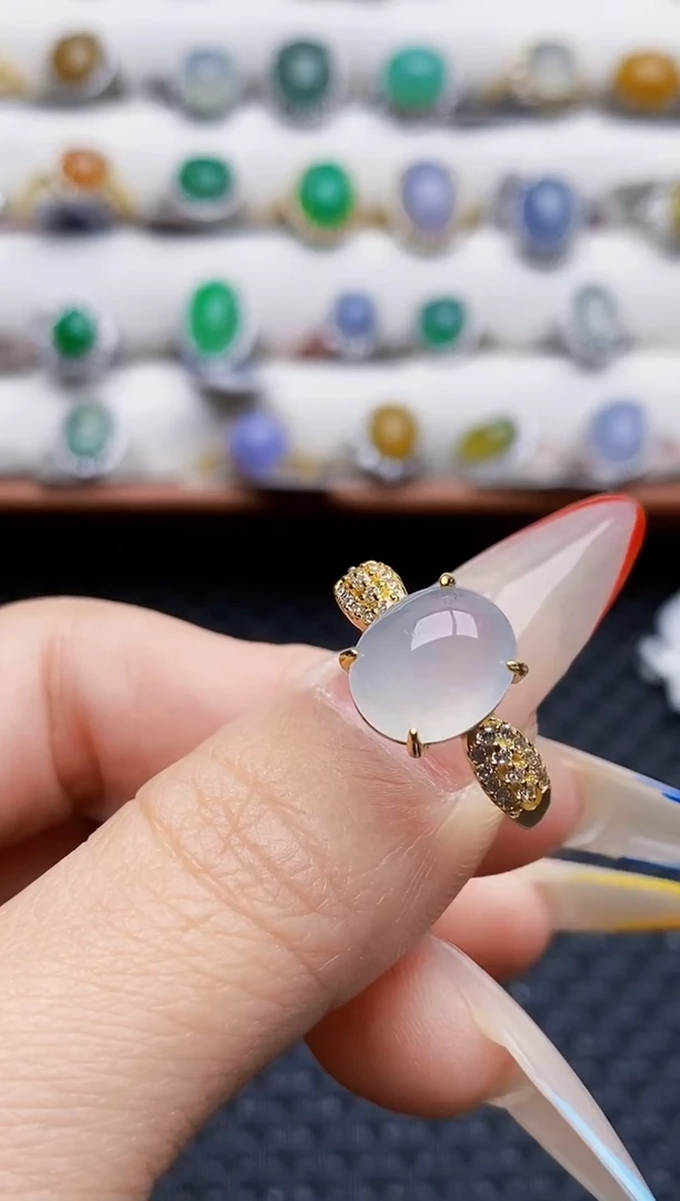 银S925镶嵌戒指翡翠6562