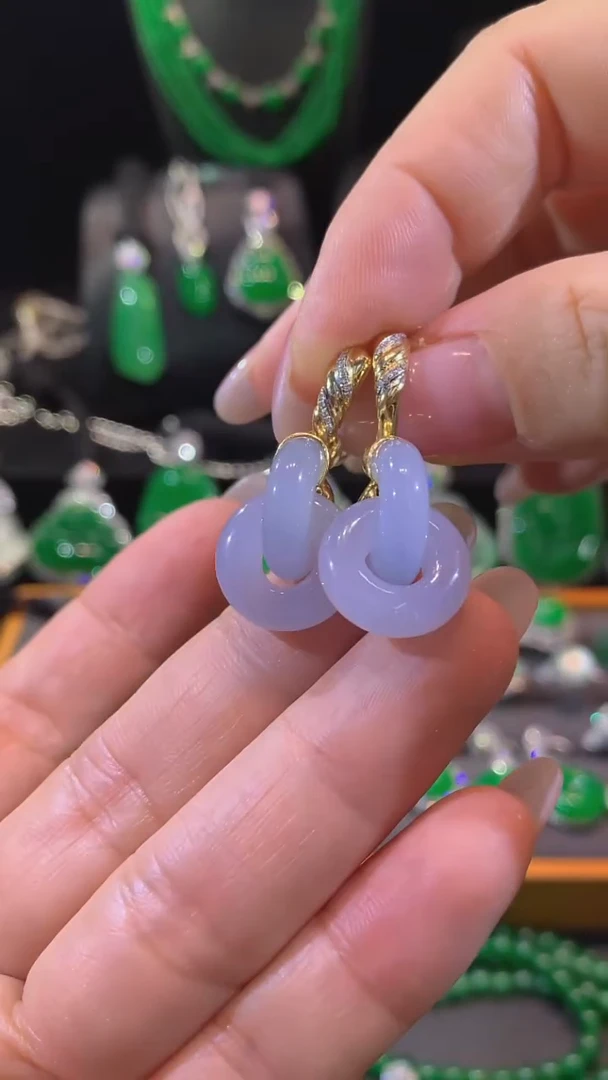 18K金镶嵌翡翠耳饰耳饰