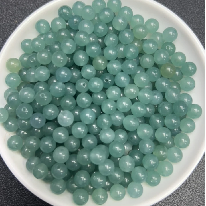 天然缅料A货翡翠散珠  蓝水翡翠Y1443  卡8mm  30颗（赠弹力绳）