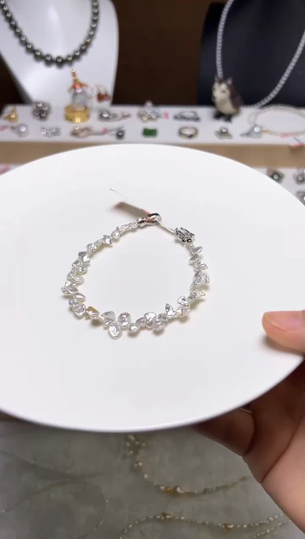 海水珍珠银S925镶嵌手链澳白