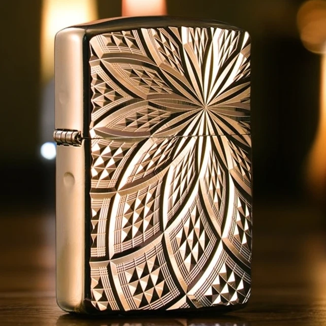 【CC】zippo打火机正品玫瑰金枪花之宝煤油防风盔甲机个性设计男士