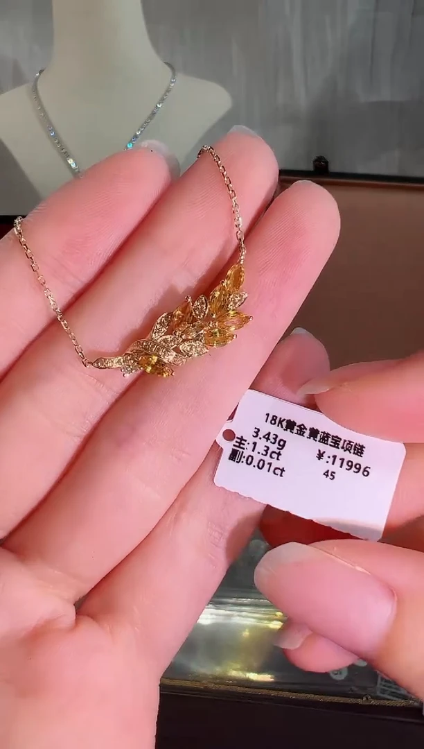 彩色蓝宝石颈饰18K金镶嵌BN17784#-Y#84