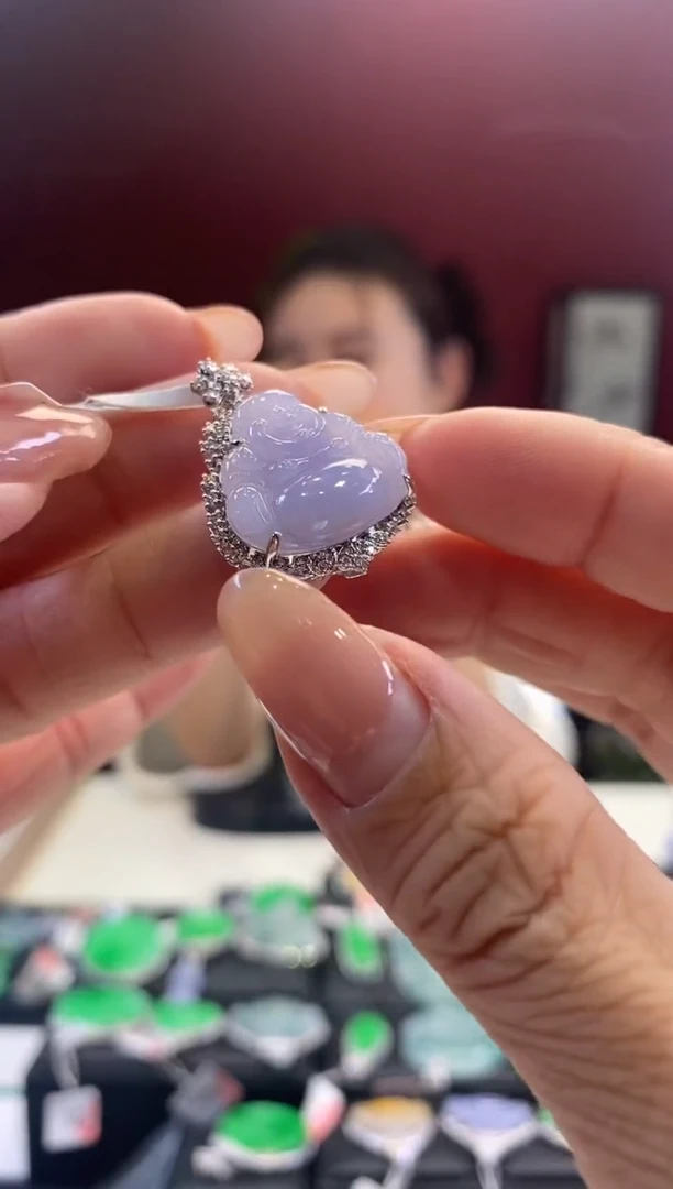 翡翠18K金镶嵌吊坠(不含链)佛公