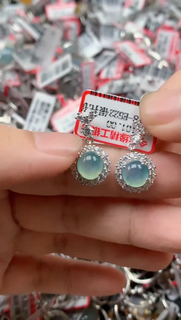 银S925镶嵌戒指翡翠天然A货缅甸翡翠