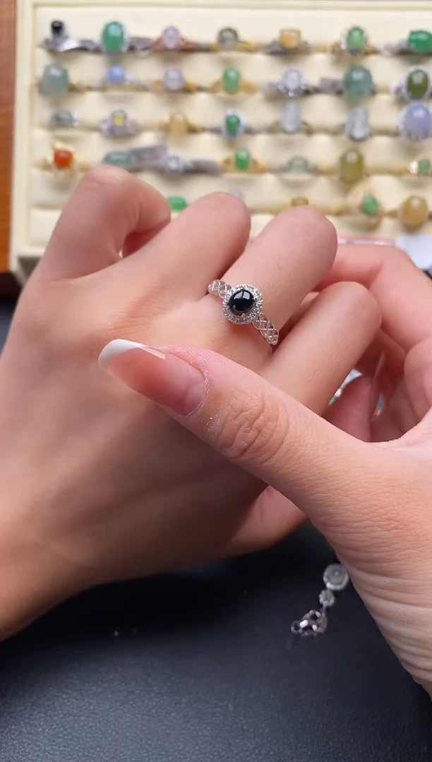 银S925镶嵌戒指翡翠2222222+8